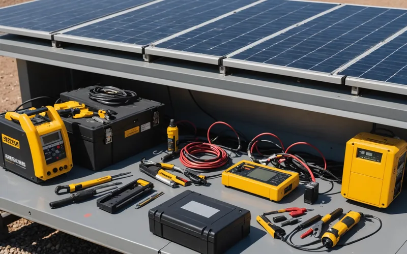 Inverter enclosure with maintenance tools during a service call